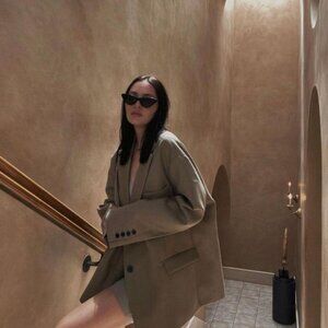 The Frankie Shop Oversized Boyfriend Blazer - Desert Taupe